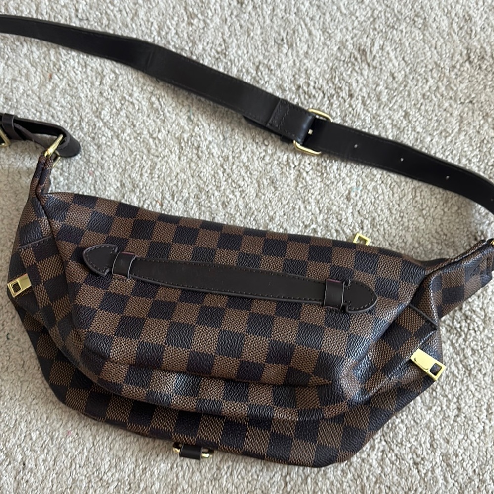 Brown checkered belt bag